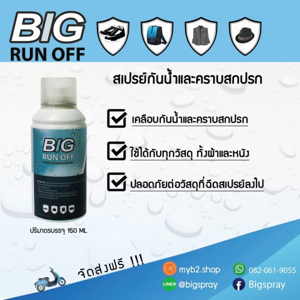 BIG RUN OFF สเปรย์กันน้ำ และคราบสกปรก 150 ml. 2